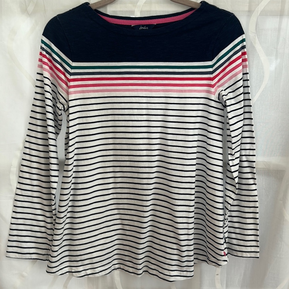 Joules Women's Striped Long Sleeve Top - Navy, Pink, White